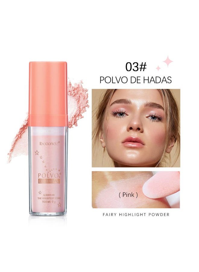 ibcccndc Ibcccndc Polvo De Hadas Fairy Highlight Patting Powder Highlighter Body Glitter for Face Hair Eye Lip and Body,Make Up for Prom, Festival Rave, Stage Makeup (Pink)  - Image 2