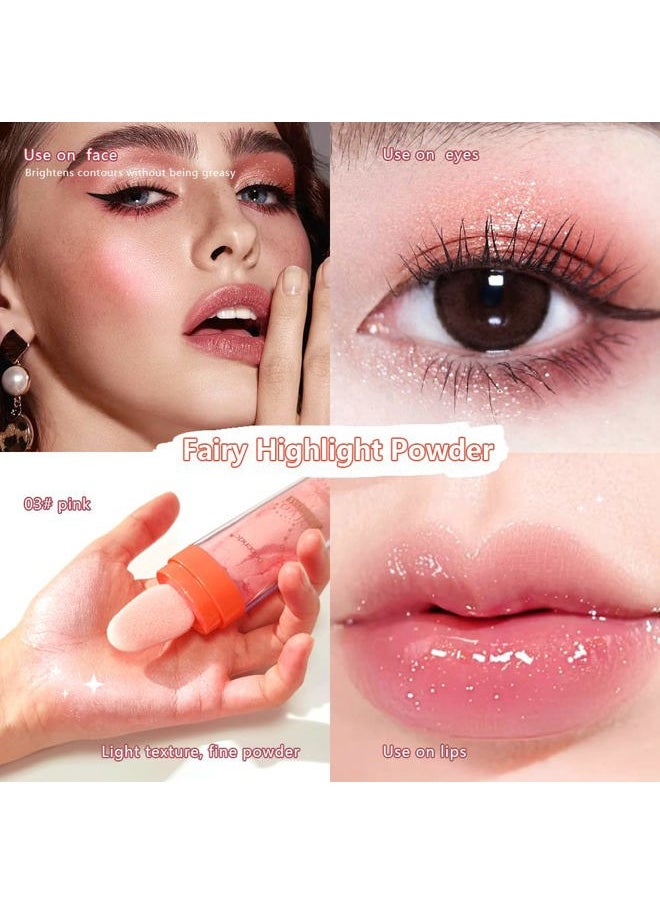 ibcccndc Ibcccndc Polvo De Hadas Fairy Highlight Patting Powder Highlighter Body Glitter for Face Hair Eye Lip and Body,Make Up for Prom, Festival Rave, Stage Makeup (Pink)  - Image 3