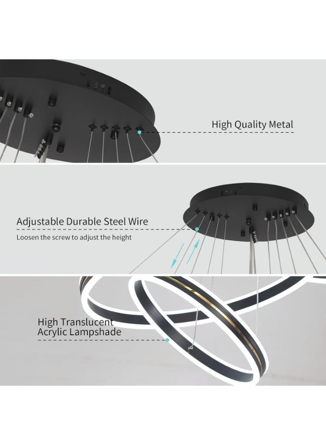PRIME SOLE Modern Spiral LED Ring Chandelier Pendant Ceiling Light with Multi Circle Design, Adjustable Hanging Fixture for Living Room Staircase Foyer Dining Hall Decorative Lighting - Image 4