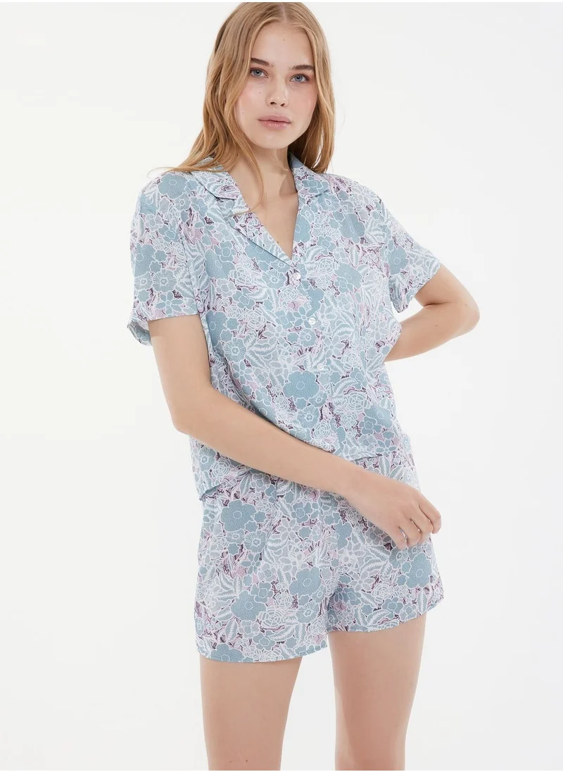 trendyol Printed Knitted Pajama Set