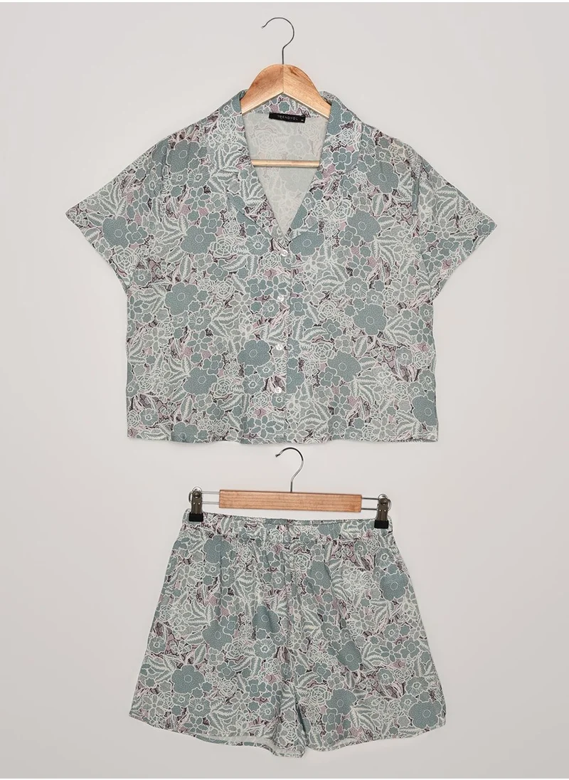 trendyol Printed Knitted Pajama Set