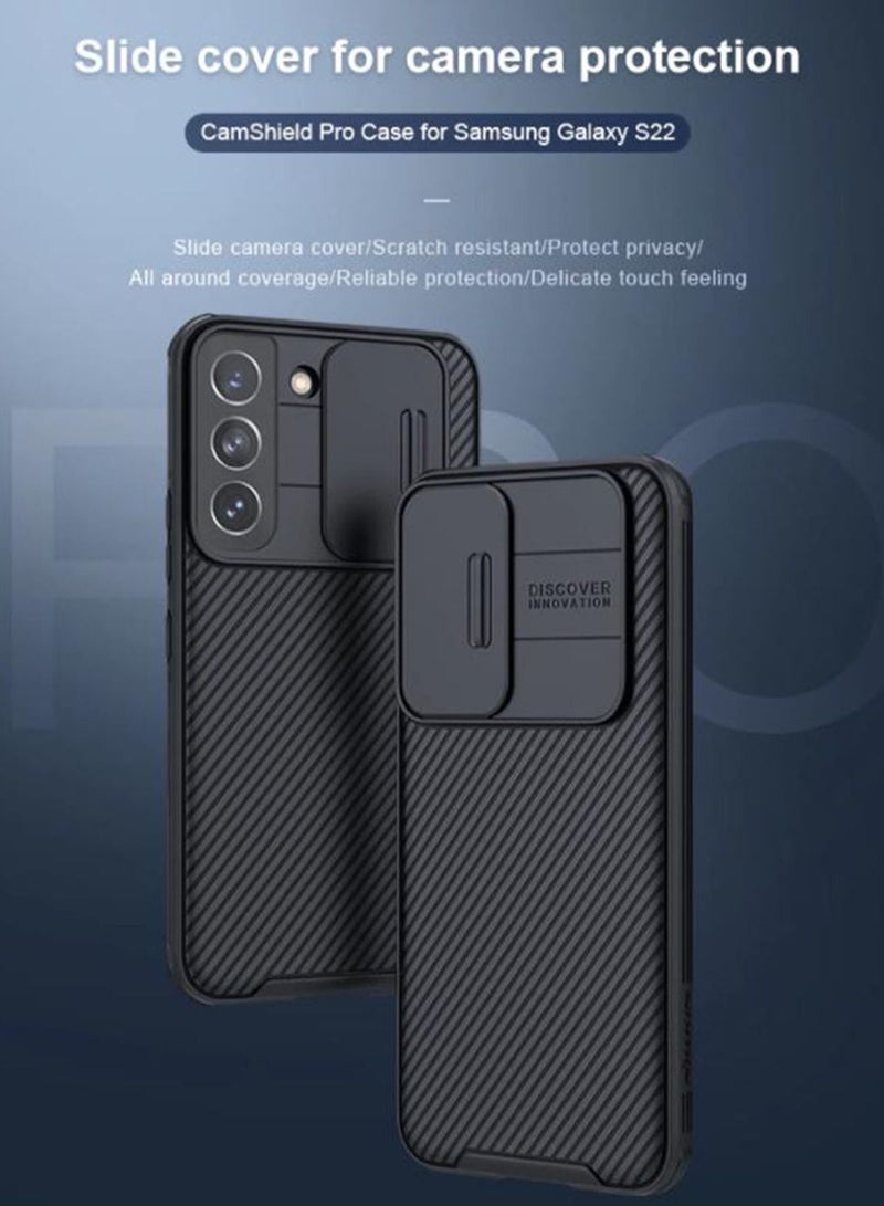 نيلكين درع كام صلب مع غطاء حماية منزلق للكاميرا لهاتف سامسونج جالاكسي S22 أسود - Image 2