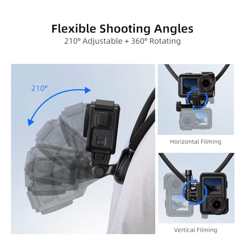 MOBILIFE Action Camera Neck Mount Hands-Free POV Neck Holder 360° Adjustable Ergonomics Silicone Gooseneck Anti-Shake Chest Strap Air Cushion for GoPro Hero 13/12/11/10/MAX, Insta 360 X Series - Image 4