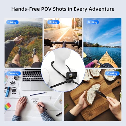 MOBILIFE Action Camera Neck Mount Hands-Free POV Neck Holder 360° Adjustable Ergonomics Silicone Gooseneck Anti-Shake Chest Strap Air Cushion for GoPro Hero 13/12/11/10/MAX, Insta 360 X Series - Image 2