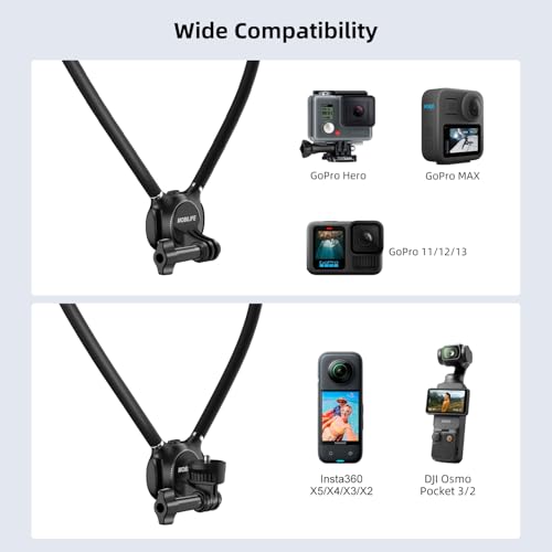 MOBILIFE Action Camera Neck Mount Hands-Free POV Neck Holder 360° Adjustable Ergonomics Silicone Gooseneck Anti-Shake Chest Strap Air Cushion for GoPro Hero 13/12/11/10/MAX, Insta 360 X Series - Image 3