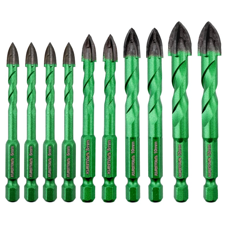 KURSTOL Masonry Diamond Drill Bit 10pcs 1412 Concrete Diamond Hole Saw Set for Wood Plastic Brick Ceramic Tile EtcDiamond Core Drill Bit Carbide Tips Quick Change Shank Fixed on Drills - Image 2