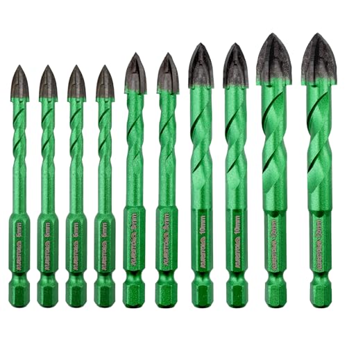 KURSTOL Masonry Diamond Drill Bit 10pcs 1412 Concrete Diamond Hole Saw Set for Wood Plastic Brick Ceramic Tile EtcDiamond Core Drill Bit Carbide Tips Quick Change Shank Fixed on Drills - Image 1