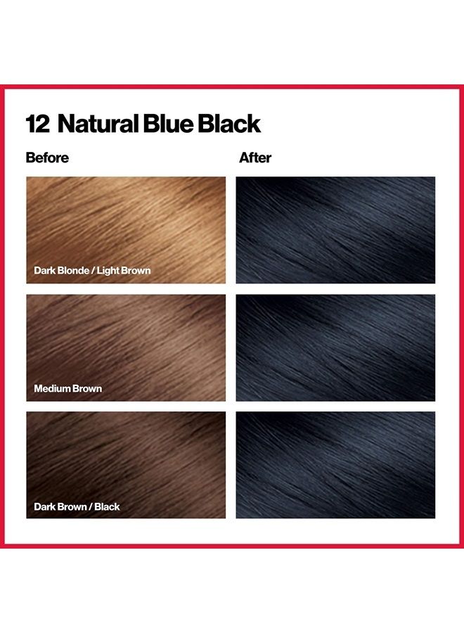 Revlon Permanent Hair Color, Permanent Hair Dye, Colorsilk with 100% Gray Coverage, Ammonia-Free, Keratin and Amino Acids, 12 Natural Blue Black, 4.4 Oz (Pack of 1) - Image 2