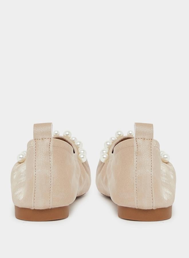 Styli Faux Pearl Embellished Ballerina Shoes  - Image 5