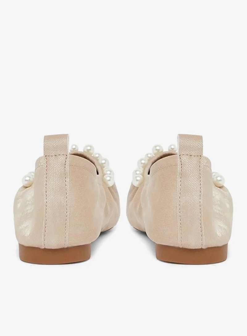 Styli Faux Pearl Embellished Ballerina Shoes