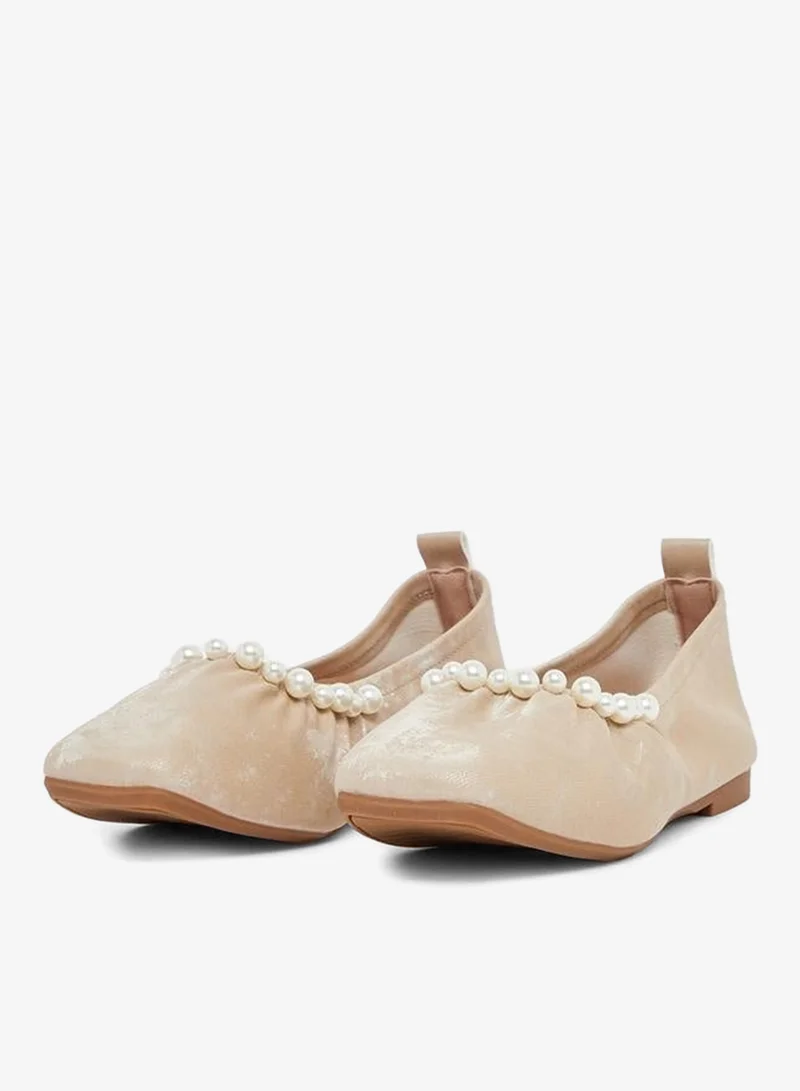 Styli Faux Pearl Embellished Ballerina Shoes