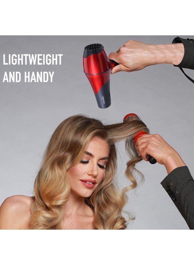 أي كونيك مجفف الشعر أيكونيك بروفيشنال برو 2200، باللون الأسود والأحمر، مزود بمحرك قوي بقدرة 2200 واط، مع إعدادين للحرارة وسرعتين بالإضافة إلى زر الهواء البارد، يتميز بوظيفة التشغيل الهادئ وتقنية الحماية من السخونة الزائدة، ويأتي مع فوهتين وناشر هواء واحد (Diffuser)، مناسب لجميع أنواع الشعر. - Image 5