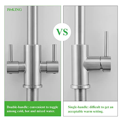 PAKING Kitchen Faucet, Two Handles Sink Faucet with Sprayer, Stainless Steel, Brushed Nickel, PB1045 - Image 4