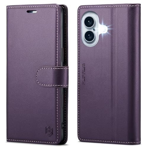FLIPALM Wallet Case for iPhone 16 Plus, RFID Blocking Credit Card Holder, PU Leather Folio Flip Kickstand Protective Shockproof Cover for Apple 16Plus (Purple, for iPhone 16 Plus - 6.7'') - Image 1
