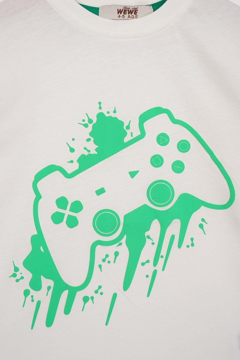 Zepkids Game Console Printed Oversize Ecru Color Boy T-shirt  - Image 2