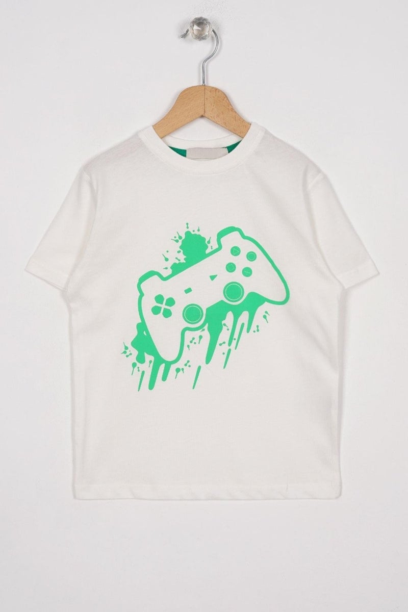 Zepkids Game Console Printed Oversize Ecru Color Boy T-shirt  - Image 1