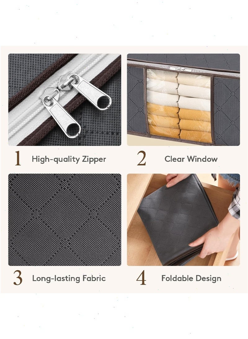 بوميفار أكياس تخزين ملابس 35 لتر ، 6 عبوات قابلة للطي تحت السرير ، غطاء تخزين لحاف ، منظم خزانة ، نافذة شفافة من القماش الصلب للملابس ، رمادي - Image 3