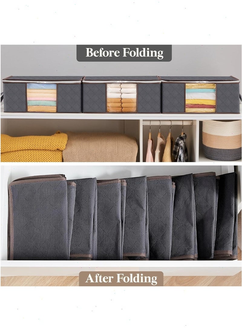 بوميفار أكياس تخزين ملابس 35 لتر ، 6 عبوات قابلة للطي تحت السرير ، غطاء تخزين لحاف ، منظم خزانة ، نافذة شفافة من القماش الصلب للملابس ، رمادي - Image 4