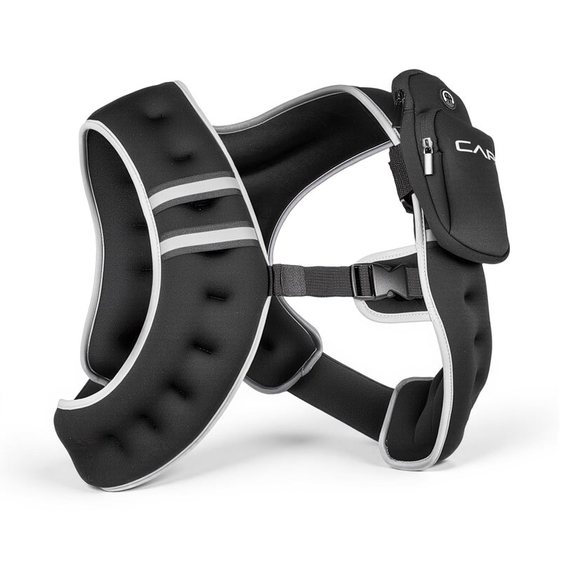 CAP 12LB Weighted Vest Black â€“ Unisex Workout Vest with Reflective Stripes, Phone Pouch, and Adjustable Fit for Walking, Running, Cardio, Strength Training - Image 1