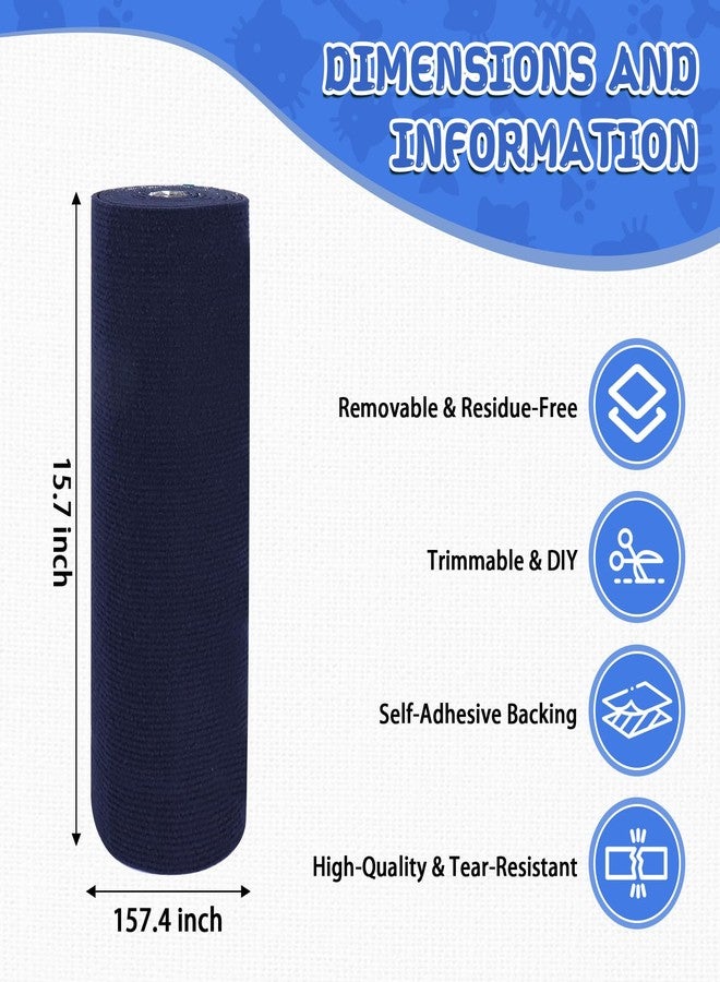 LSGCQ Climbing Cat Scratcher Mat Trimmable Cat Scratching Post Carpet 157.4’’x15.8’’ Self Adhesive Carpet Mat Pad Replacement for Cat Tree Shelves Post Couch Wall Furniture Steps DIY Protector (Dark Blue) - Image 2