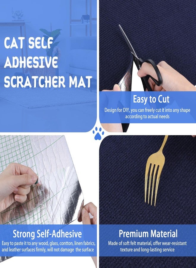 LSGCQ Climbing Cat Scratcher Mat Trimmable Cat Scratching Post Carpet 157.4’’x15.8’’ Self Adhesive Carpet Mat Pad Replacement for Cat Tree Shelves Post Couch Wall Furniture Steps DIY Protector (Dark Blue) - Image 3