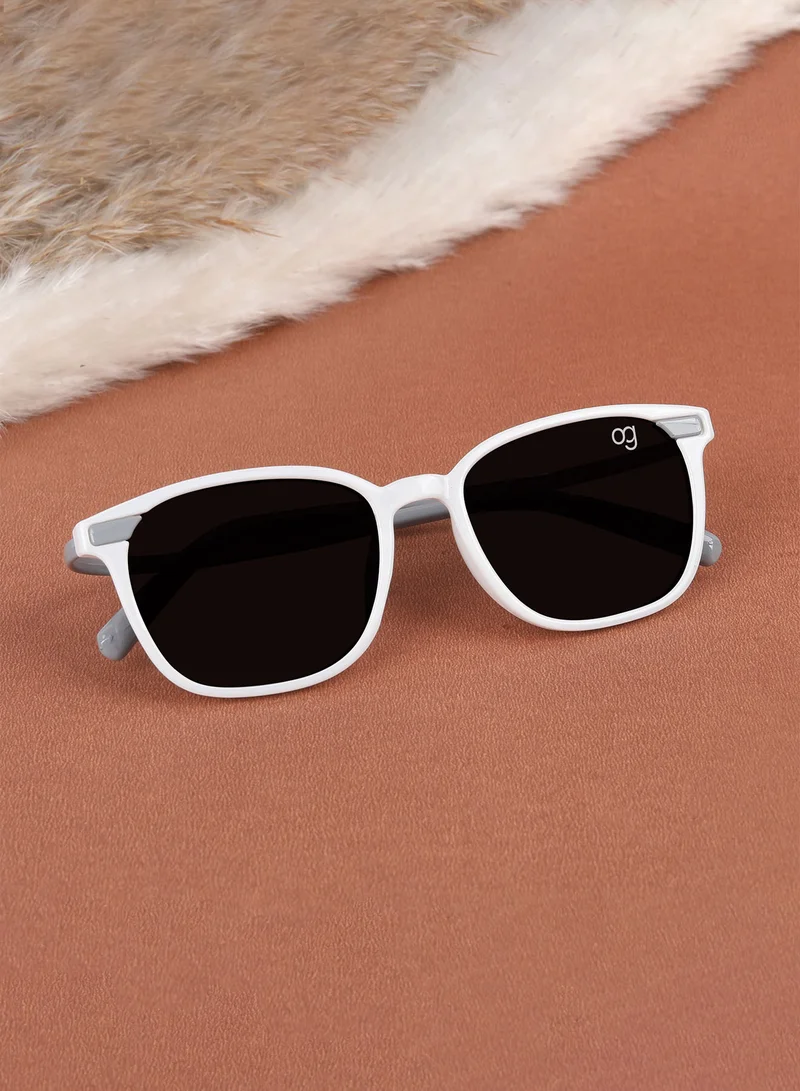 Woggles Stylish White & Grey Square Kids Sunglasses