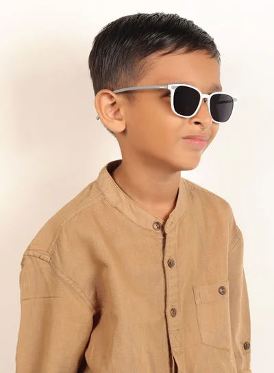 ووجلز نظارات شمسية مربعة أنيقة للأطفال باللونين الأبيض والرمادي