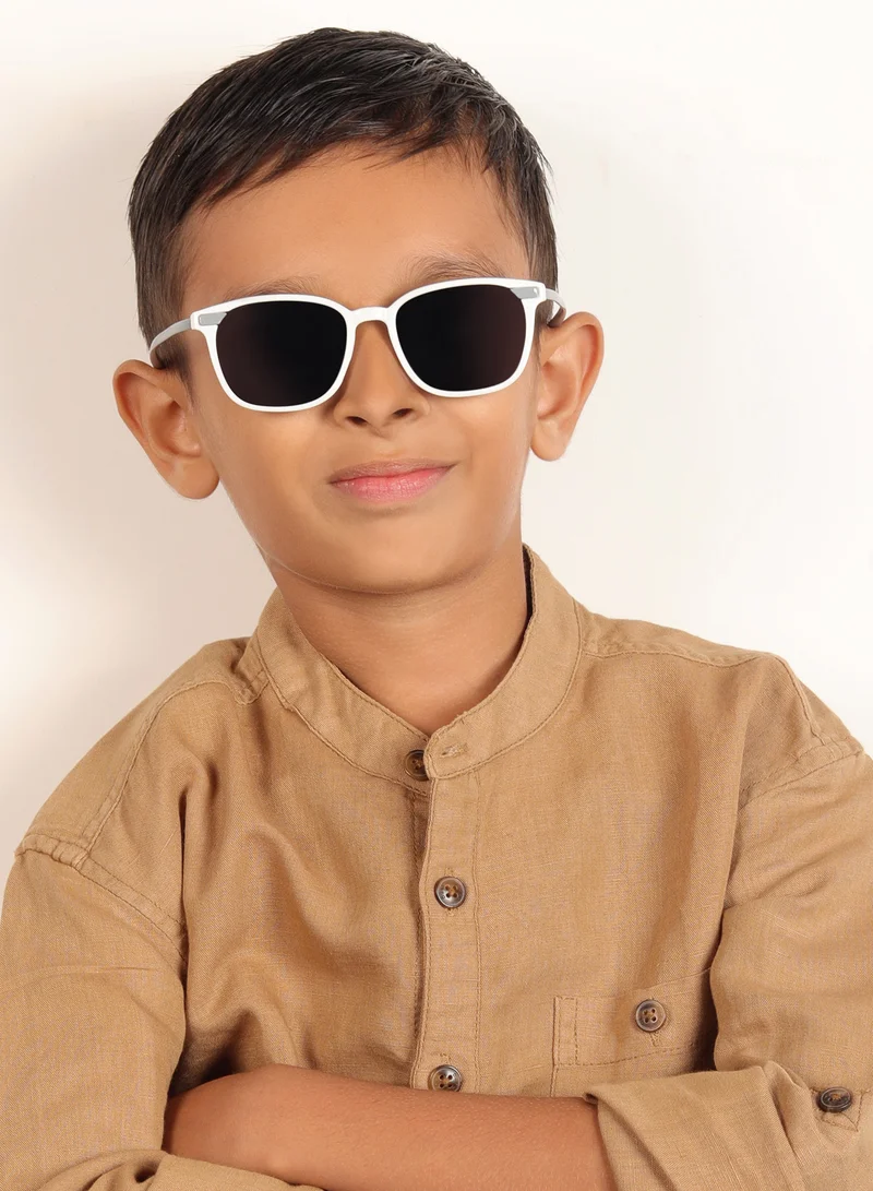 ووجلز نظارات شمسية مربعة أنيقة للأطفال باللونين الأبيض والرمادي