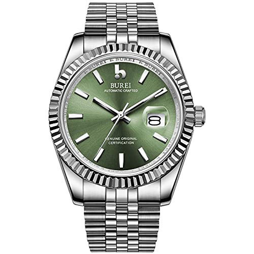BUREI Mens Automatic Mechanical Watch Luxury Business Waterproof Stainless Steel Watches for Men SelfWinding - Image 1