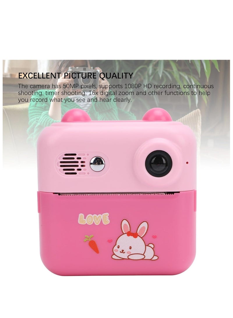 Instant Print Camera for Kids, 50MP 2.4 Inch Instant Camera for Kids, 16X Digital Zoom 1080P Instant Print Camera for Travel, Birthday Gifts (Pink)  - Image 4