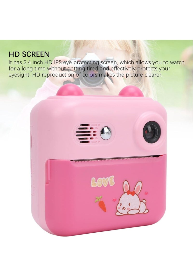 Instant Print Camera for Kids, 50MP 2.4 Inch Instant Camera for Kids, 16X Digital Zoom 1080P Instant Print Camera for Travel, Birthday Gifts (Pink)  - Image 3
