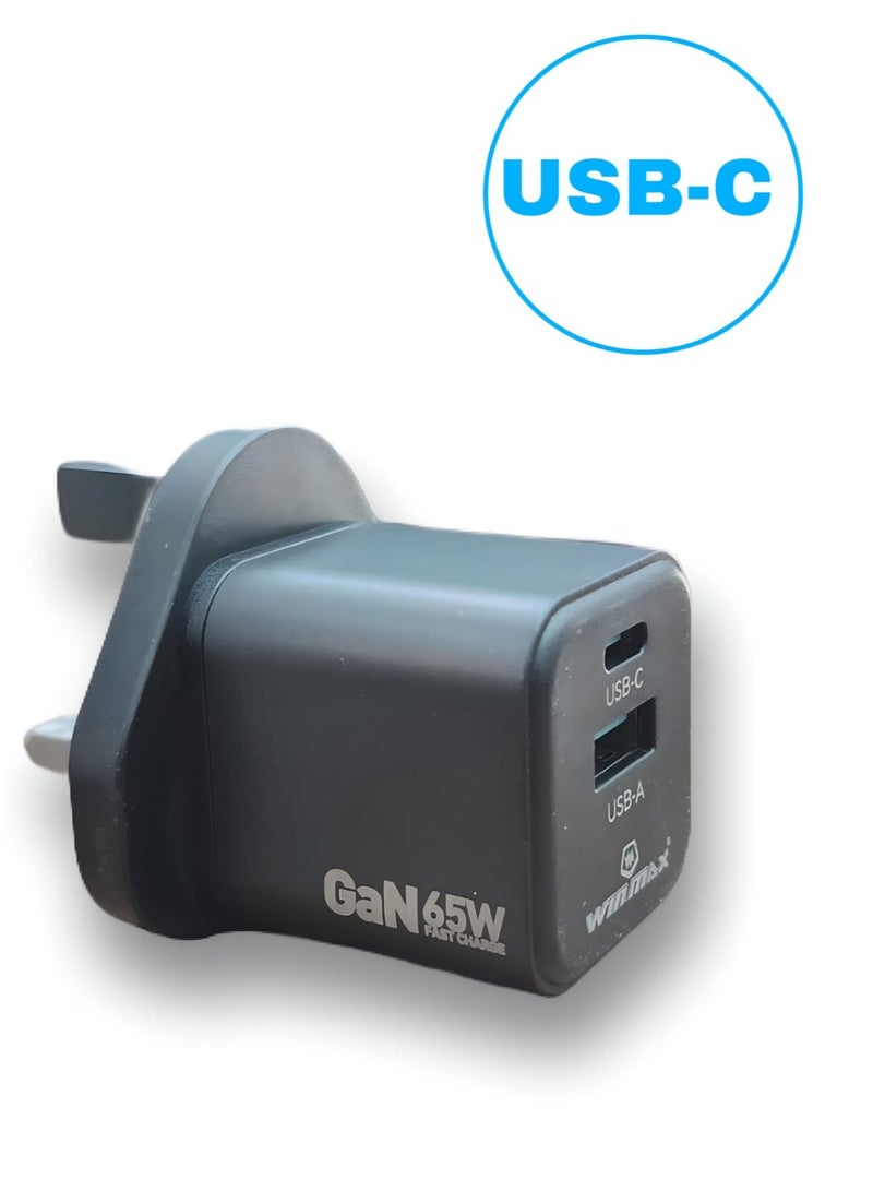 Winmax 65W Dual-Port Fast Charger with USB-A & USB-C Ports, Charging 3 Times Faster - Image 3