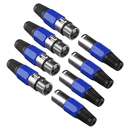 MADOWL MAD OWL 4 Packs 3 Pin XLR Connector Cannon XLR DMX Cable Connectors XLR Female Male Adapter, XLR Panel Mount Connector XLR Microphone Cable Connector, Cannon Plug for Stage Light DMX Signal Wire - Image 1