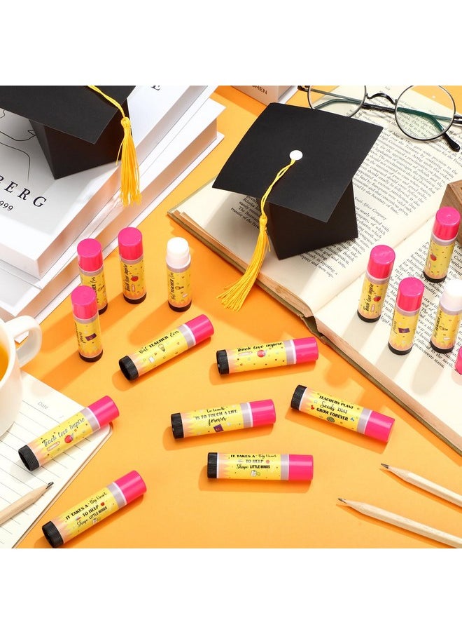 Dunzy - 50 Pcs Teacher Appreciation Gift Lip Balm Bulk Pencil Style Teacher Thank You Gifts Graduation Inspirational Lip Balm With Assorted Fruit Flavor For Teachers Farewell Graduation Party Supplies - Image 1