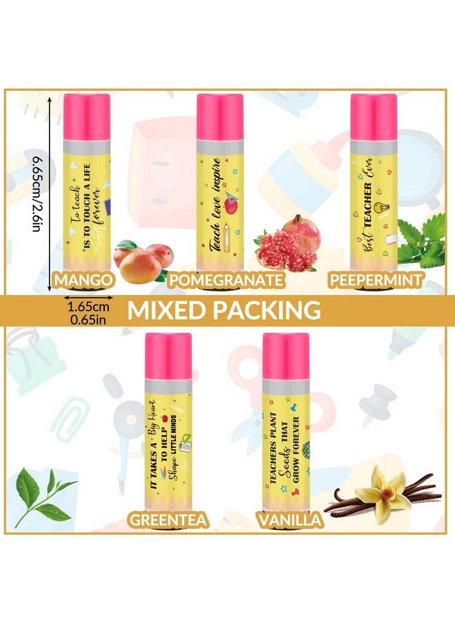 Dunzy - 50 Pcs Teacher Appreciation Gift Lip Balm Bulk Pencil Style Teacher Thank You Gifts Graduation Inspirational Lip Balm With Assorted Fruit Flavor For Teachers Farewell Graduation Party Supplies - Image 1