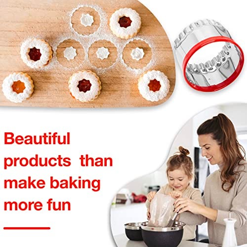 COOKIEQUE 3Pcs Large Biscuit Cutter 3", 4", 5", Fluted Round Cookie Cutters for Baking, Sandwiches Cutter, Scone Cutter, Coated with Soft PVC for Protection - Image 4