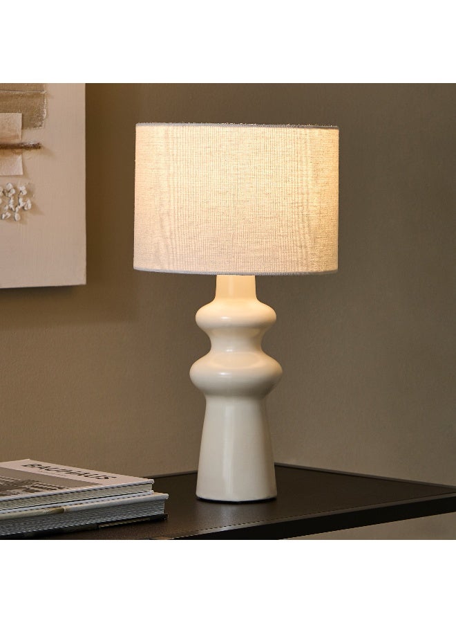 Home Box مصباح طاولة سيراميك إمزي مع ظل من الكتان - 41 سم - Image 2