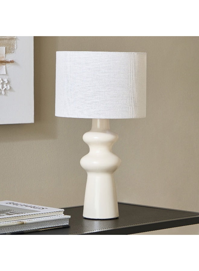 Home Box مصباح طاولة سيراميك إمزي مع ظل من الكتان - 41 سم - Image 1