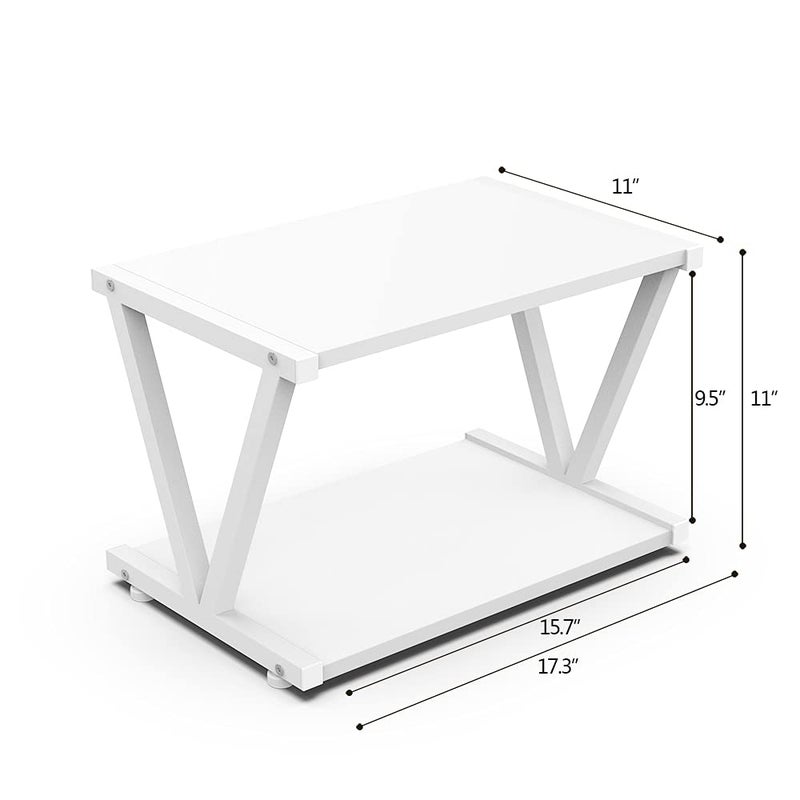 VEDECASA Retro Desktop Printer Stand 2 Double Tiers Wood Printer Shelf Rustic Industrial Farmhouse Wood Storage Book Shelf Organizor for Home Office Stylish Sturdy V Shaped (Dark Grey) - Image 4