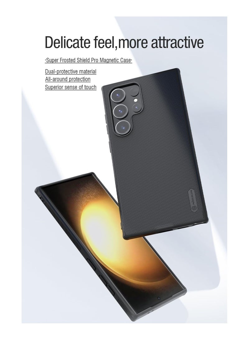 Nillkin Super Frosted Shield Pro Case for Samsung Galaxy S24 Ultra (6.8" Inch): Hard Back with Soft TPU Border, Raised Bezel for Camera Protection—Black - Image 3