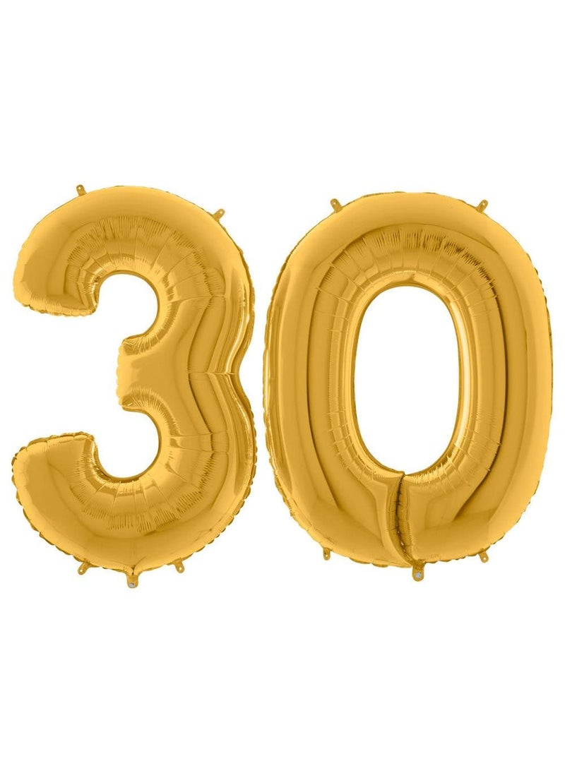مجموعة بالونات عيد ميلاد 30 عامًا من رقائق معدنية ذهبية 100 سم