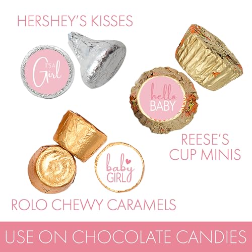 DISTINCTIVS Pink It's a Girl Baby Shower Kisses Candy Party Favor Stickers - 180 Labels - Image 4