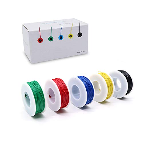 Treedix 5pcs 164ft Copper Hookup Wire Kit Wrapping 30AWG Cable Jumper Wire Solid Core Tinned Copper Wrapping Wire 5 Color - Image 1