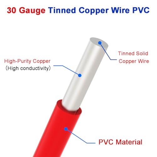 Treedix 5pcs 164ft Copper Hookup Wire Kit Wrapping 30AWG Cable Jumper Wire Solid Core Tinned Copper Wrapping Wire 5 Color - Image 2