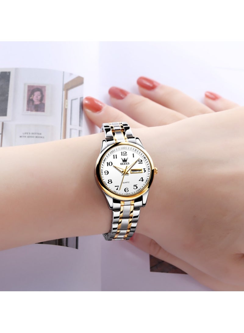 OLEVS Classic Watches For Women Analog Quartz Watch Stainless Steel Rugged Waterproof Watches Roman Numeral Unique Calendar Date Business Wrist Watch - Image 3