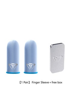 FlyDigi 1 Pair Mobile Game Finger Sleeve White/Blue-Sweatproof Anti-slip Touch Screen and Breathable Finger Cover for COD/PUBG/ROS and Many Other Games  - Image 1