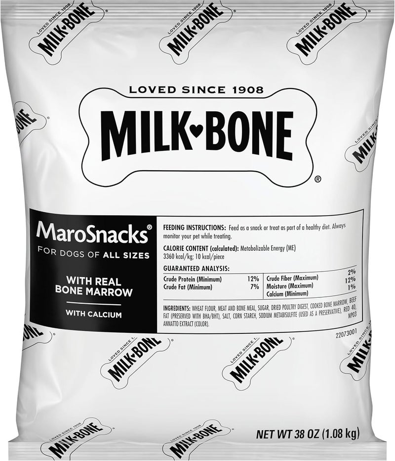 ميلك-بون مكافآت Milk-Bone MaroSnacks للكلاب، 38 أونصة عبوات إعادة تعبئة (عبوتين) مع نخاع عظم حقيقي وكالسيوم - Image 3