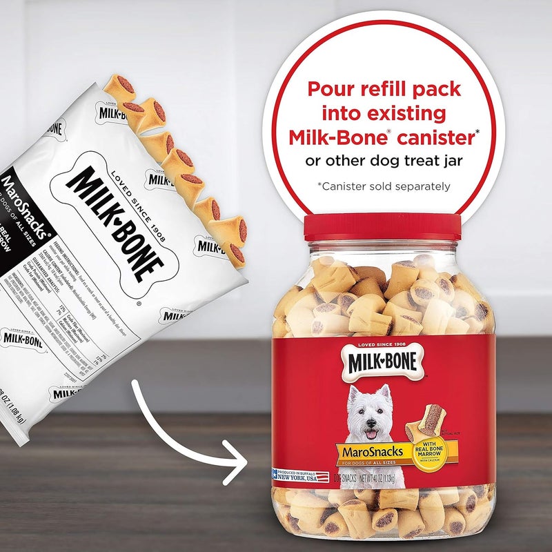 ميلك-بون مكافآت Milk-Bone MaroSnacks للكلاب، 38 أونصة عبوات إعادة تعبئة (عبوتين) مع نخاع عظم حقيقي وكالسيوم - Image 5