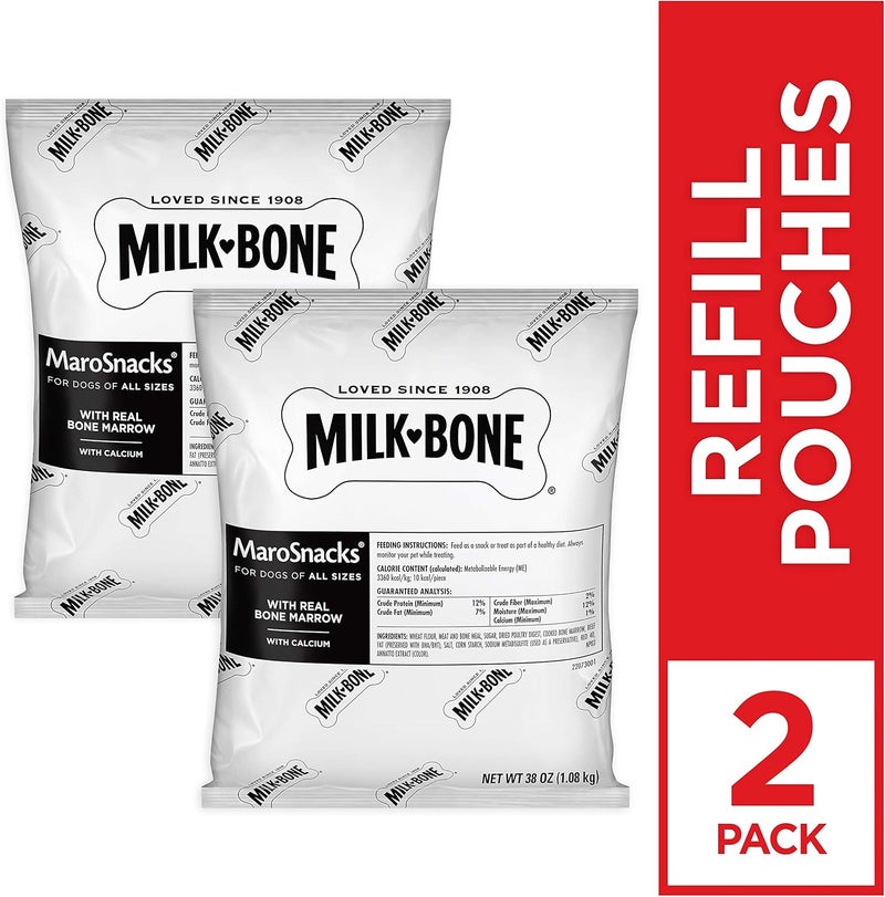 ميلك-بون مكافآت Milk-Bone MaroSnacks للكلاب، 38 أونصة عبوات إعادة تعبئة (عبوتين) مع نخاع عظم حقيقي وكالسيوم - Image 2