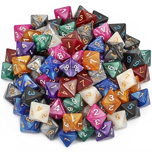 CiaraQ DND Polyhedral Dice 100pcs with A Dice Bag Compatible with Dungeons and Dragons DND RPG MTG Role Playing Table Games D8 dice 10 colors100 pcs - Image 1